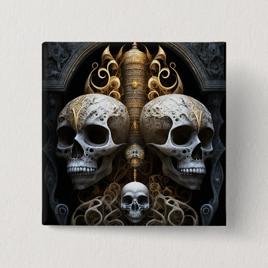 Skulls Gothic Horror Gothic Surreal Art Vierkante Button 5,1 Cm (Voorkant)