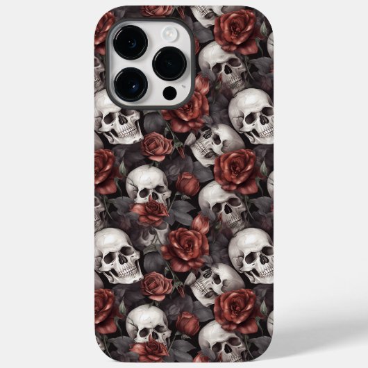 Skulls Gothic Red Rose Pattern Case-Mate iPhone Case (Achterkant)