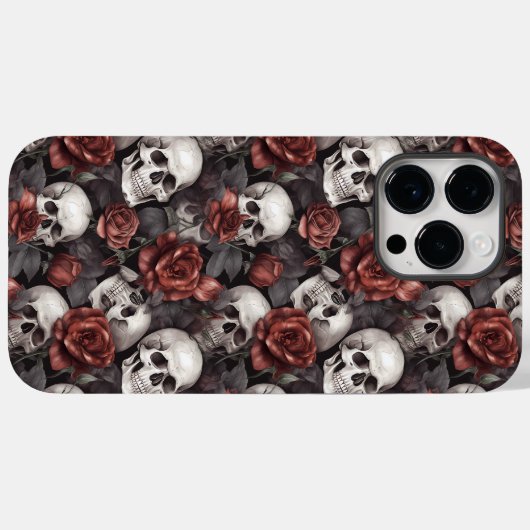 Skulls Gothic Red Rose Pattern Case-Mate iPhone Case (Achterkant (horizontaal))