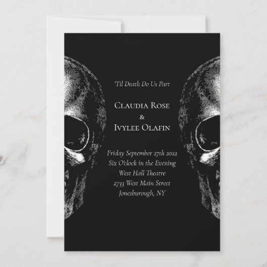 Skulls Gothic Wedding Invitation Kaart (Voorkant)
