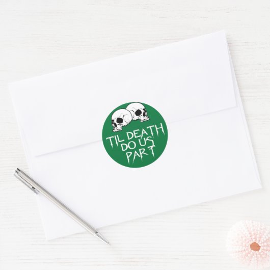 Skulls (groen) ticker ronde sticker (Envelop)