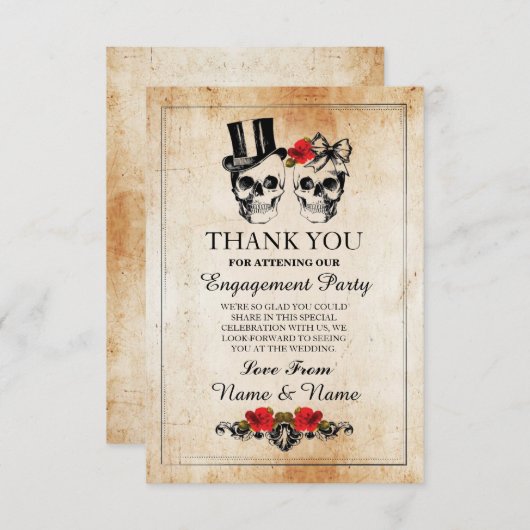 Skulls Halloween Bedankt voor je bruiloft. (Voorkant / Achterkant)