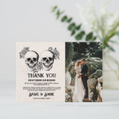 Skulls Halloween Dank u bruiloft fotokaart Kaart (Staand voorkant)