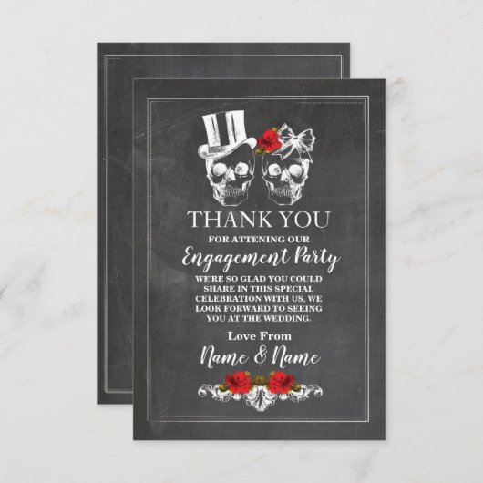 Skulls Halloween Dank u Trouwkrijt Kaart (Voorkant / Achterkant)