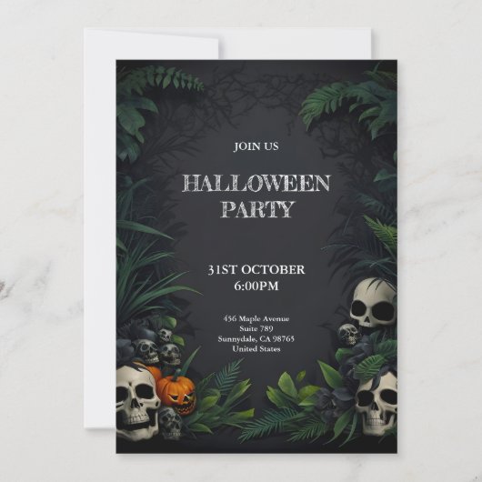 Skulls Halloween feest met donkere achtergrond Kaart (Voorkant)