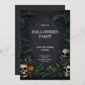 Skulls Halloween feest met donkere achtergrond Kaart (Voorkant / Achterkant)