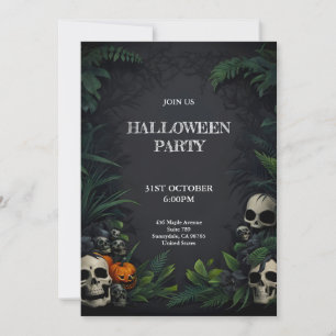 Skulls Halloween feest met donkere achtergrond Kaart