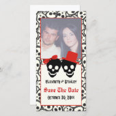 Skulls Halloween red black bruiloft Save the Date (Voorkant / Achterkant)