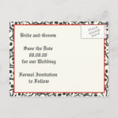 Skulls Halloween red black bruiloft Save the Date Aankondigingskaart (Achterkant)