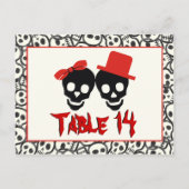 Skulls Halloween red black trouwtafel nummer Briefkaart (Achterkant)