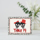 Skulls Halloween red black trouwtafel nummer Briefkaart (Staand voorkant)