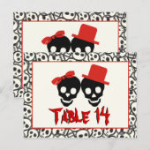 Skulls Halloween red black trouwtafel nummer Briefkaart (Voorkant / Achterkant)