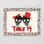 Skulls Halloween red black trouwtafel nummer Briefkaart (Voorkant)