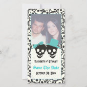 Skulls Halloween Turquoise bruiloft Save the Date (Voorkant)