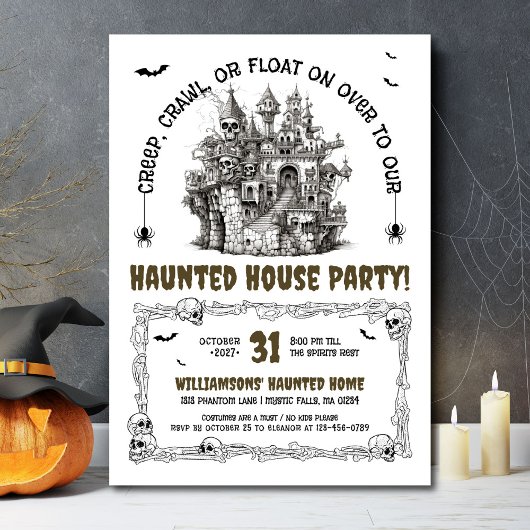 Skulls Haunted House Party Kaart