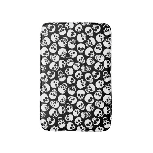 Skulls in Black Background Pattern Badmat (Voorkant Verticaal)