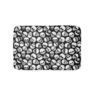 Skulls in Black Background Pattern Badmat