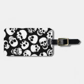 Skulls in Black Background Pattern Bagagelabel (Voorkant horizontaal)
