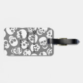 Skulls in Black Background Pattern Bagagelabel (Achterkant horizontaal)