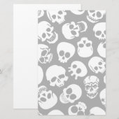 Skulls in Black Background Pattern Briefpapier (Voorkant / Achterkant)
