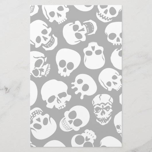 Skulls in Black Background Pattern Briefpapier (Voorkant)