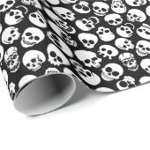 Skulls in Black Background Pattern Cadeaupapier (Rol Hoek)