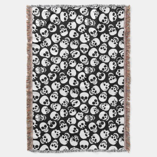 Skulls in Black Background Pattern Deken (Voorkant Verticaal)