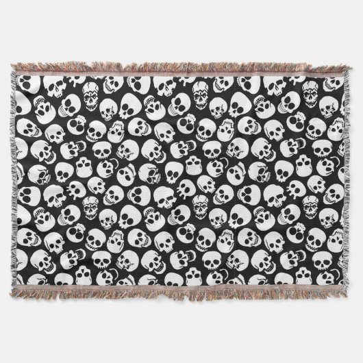 Skulls in Black Background Pattern Deken (Voorkant)