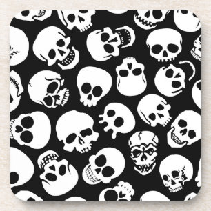 Skulls in Black Background Pattern Drankjes Onderzetter