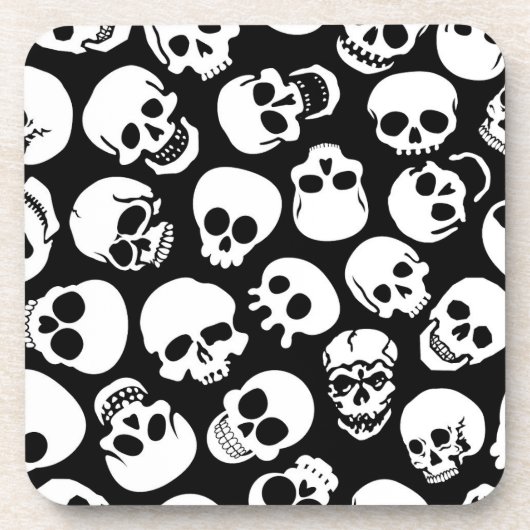 Skulls in Black Background Pattern Drankjes Onderzetter (Voorkant)