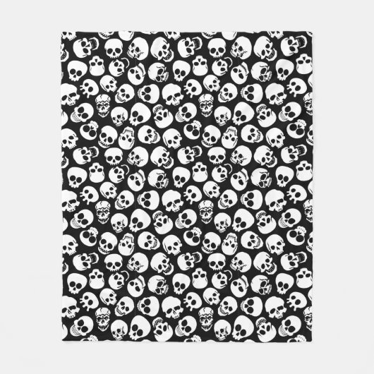 Skulls in Black Background Pattern Fleece Deken (Voorkant)