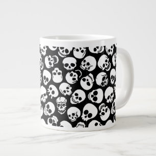 Skulls in Black Background Pattern Grote Koffiekop