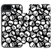 Skulls in Black Background Pattern Incipio iPhone Portemonnee Hoesje (Agenda Open)