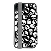Skulls in Black Background Pattern Incipio iPhone Portemonnee Hoesje (Agenda Achterkant)
