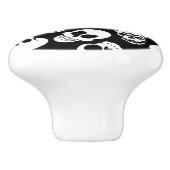 Skulls in Black Background Pattern Keramische Knop (Zijkant)
