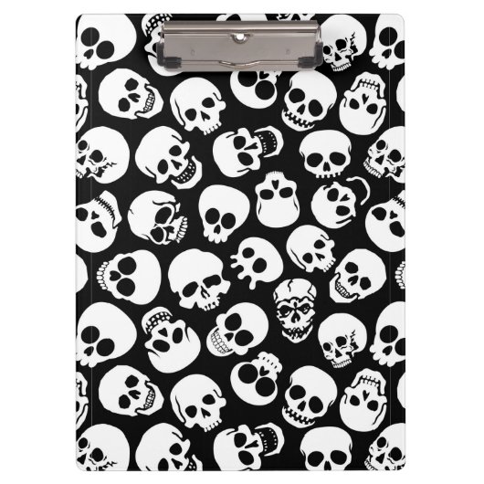 Skulls in Black Background Pattern Klembord (Voorkant)