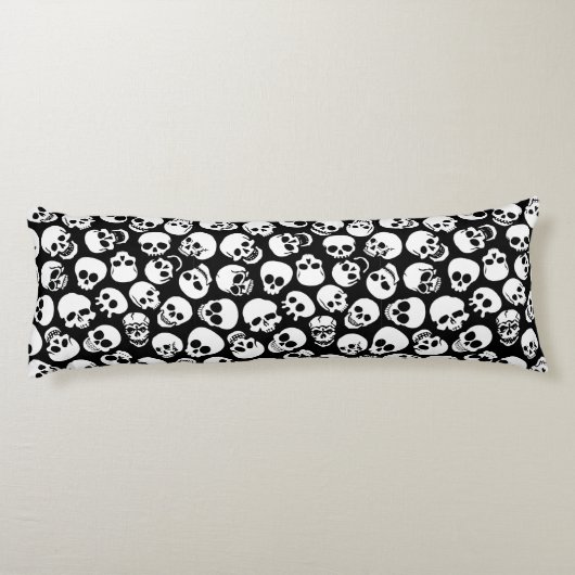 Skulls in Black Background Pattern Lichaamskussen (Achterkant)