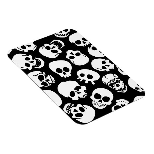 Skulls in Black Background Pattern Magneet (Rechterzijde)