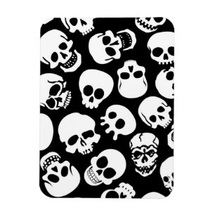 Skulls in Black Background Pattern Magneet