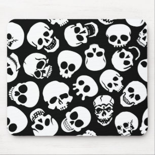Skulls in Black Background Pattern Muismat