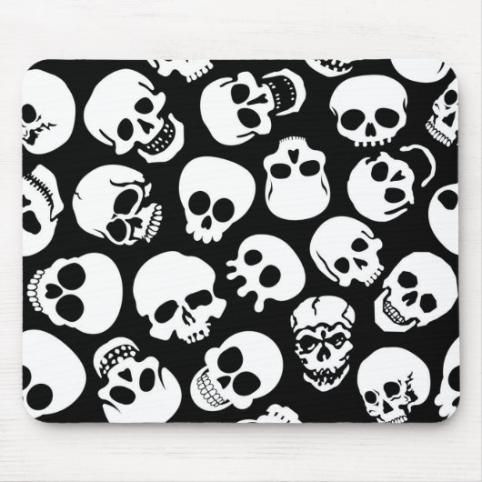 Skulls in Black Background Pattern Muismat (Voorkant)