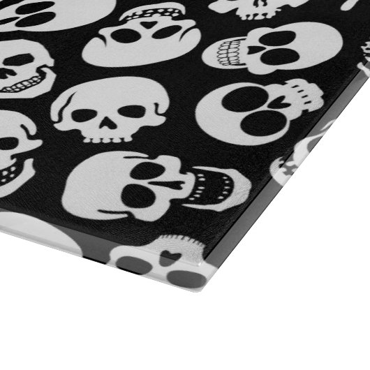 Skulls in Black Background Pattern Snijplank (Hoek)