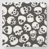 Skulls in Black Background Pattern Stenen Onderzetter (Voorkant)