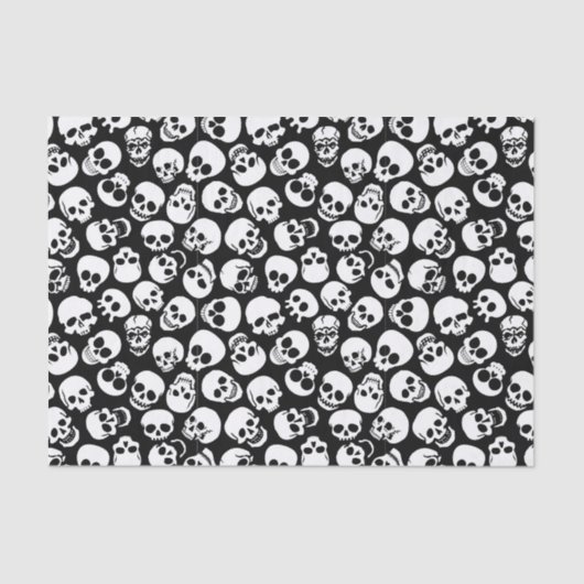 Skulls in Black Background Pattern Tissuepapier (Voorkant)