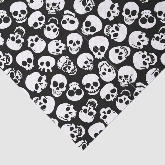 Skulls in Black Background Pattern Tissuepapier (Detail)