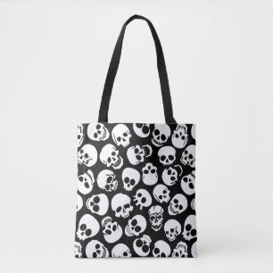 Skulls in Black Background Pattern Tote Bag
