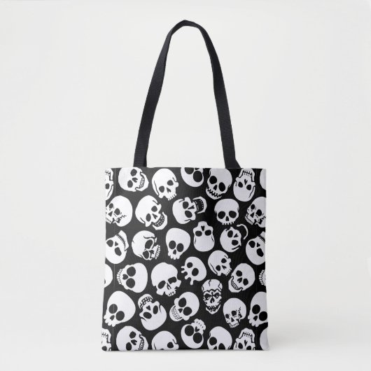 Skulls in Black Background Pattern Tote Bag (Voorkant)