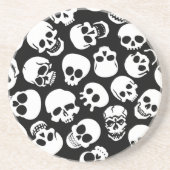 Skulls in Black Background Pattern Zandsteen Onderzetter (Voorkant)