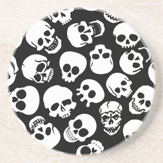 Skulls in Black Background Pattern Zandsteen Onderzetter (Voorkant)