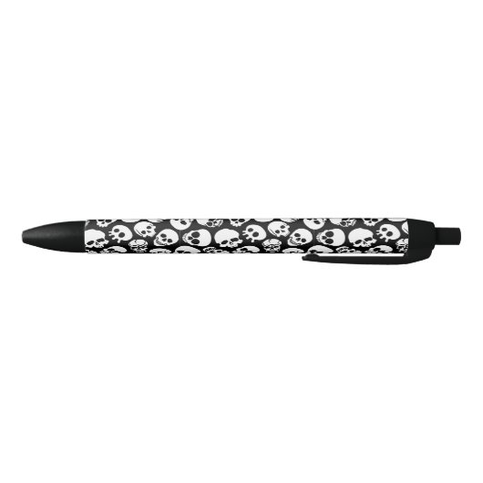 Skulls in Black Background Pattern Zwarte Inkt Pen (Bodem)